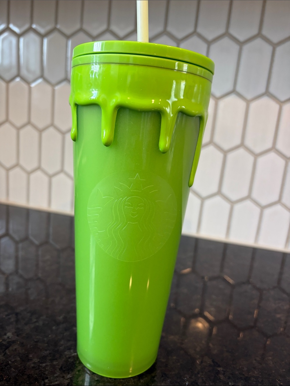 Starbucks Bright Green Drip Tumbler with Straw
